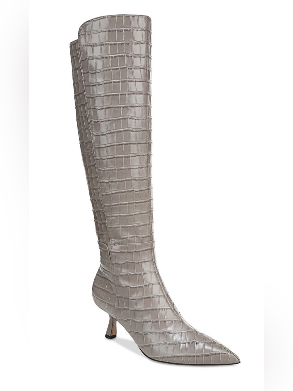 Sam Edelman Taylin 2 Tall Zip Boots Gray Croc Patent Leather